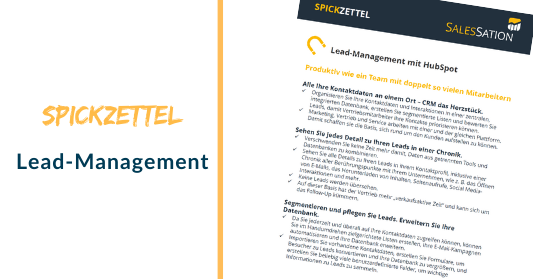 SalesSationQuickWinSpickzettel-LeadmanagementHubSpot